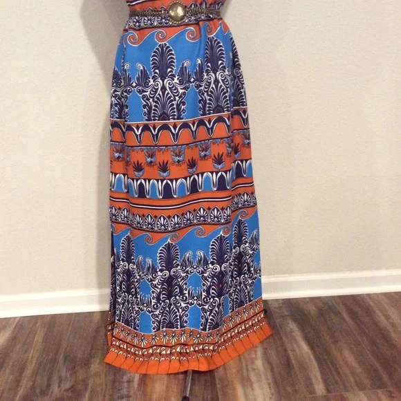SOLD  70s Best Print goddess Column maxi dress - Picture 3 of 9